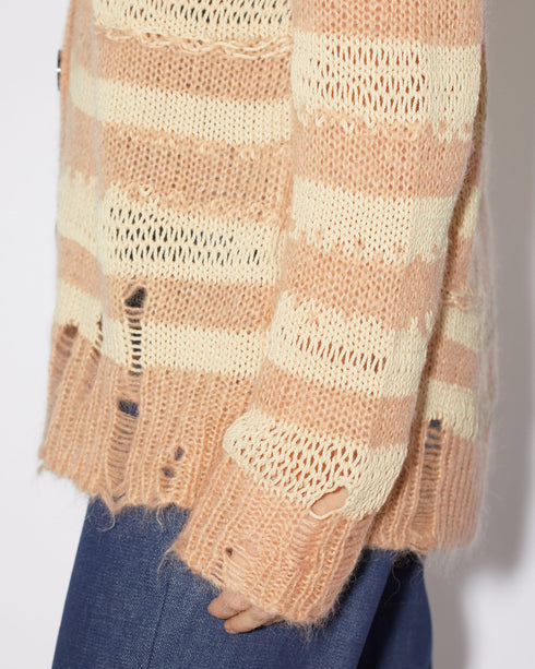 Distressed Mohair Stripe Cardigan
