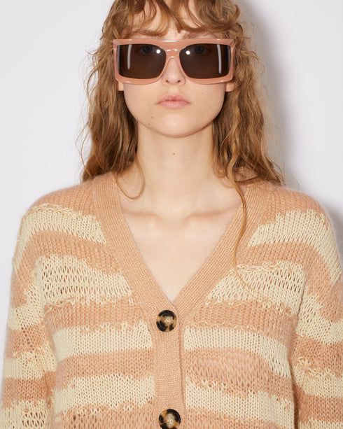 Distressed Mohair Stripe Cardigan