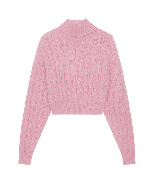 Mohair Cable Poloneck Sweater