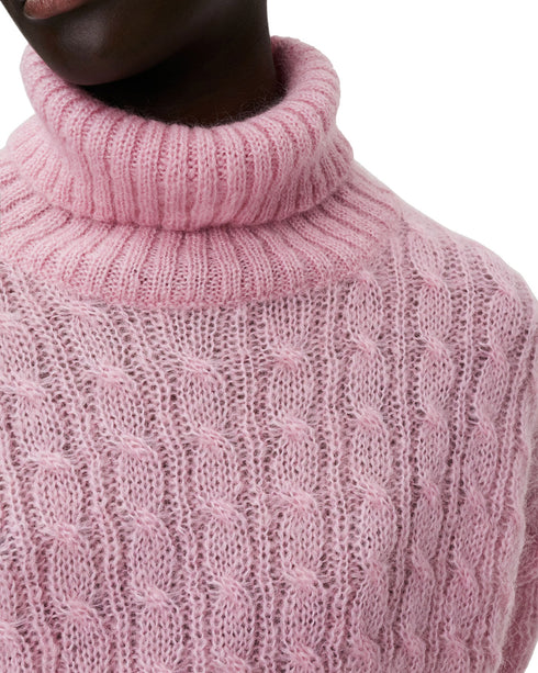 Mohair Cable Poloneck Sweater