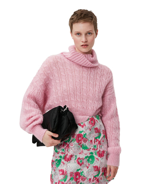Mohair Cable Poloneck Sweater
