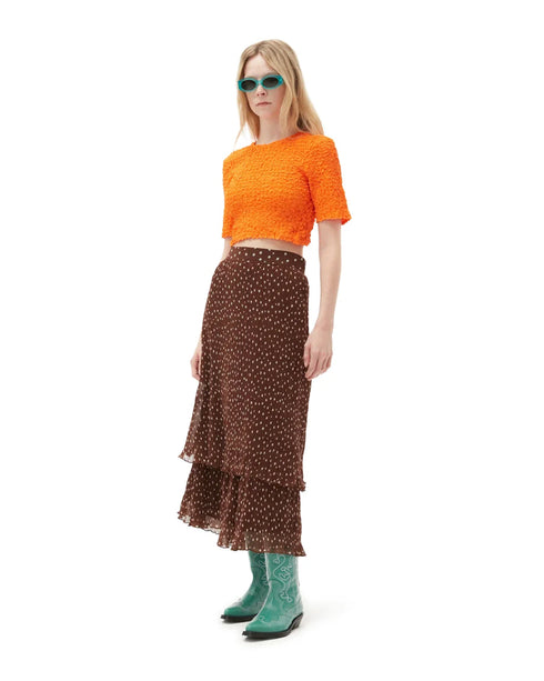 Pleated Georgette Maxi Skirt