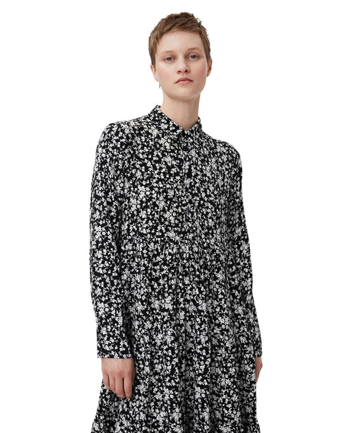 Printed Crepe Long Dress