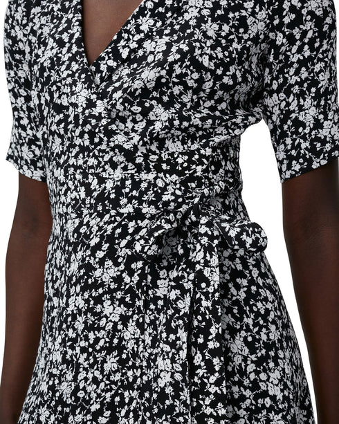 Printed Crepe Wrap Dress