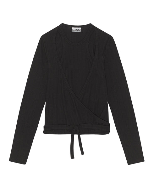 Rib Jersey Wrap Top