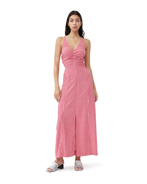 Stretch Seersucker Maxi Dress