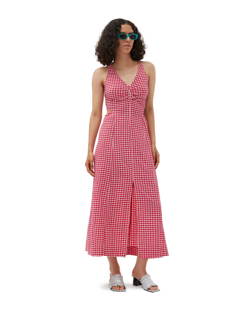 Stretch Seersucker Maxi Dress