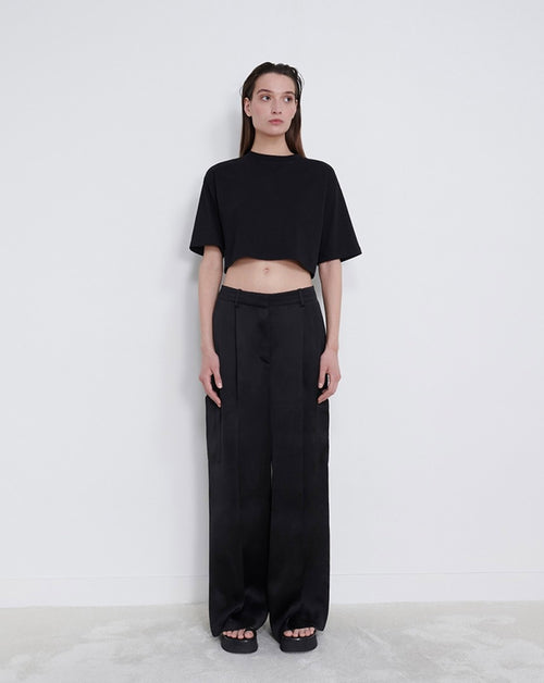 Zara TRF HIGH-WAISTED WIDE LEG SHINY PANTS