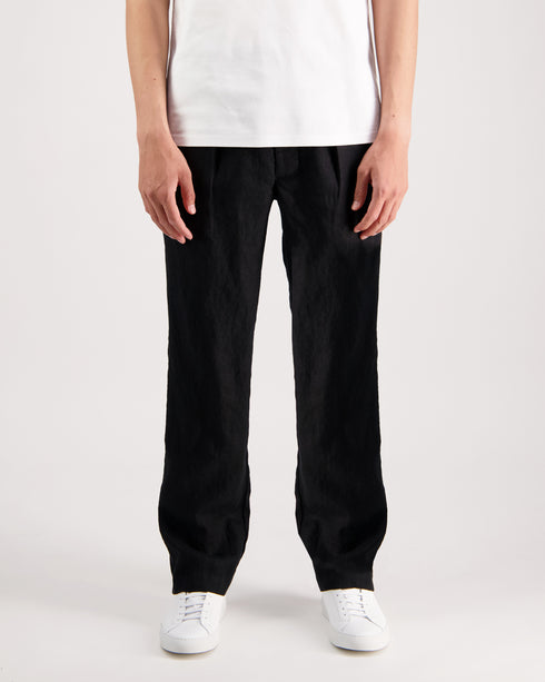 Pleated Elasticated Linen Trouser