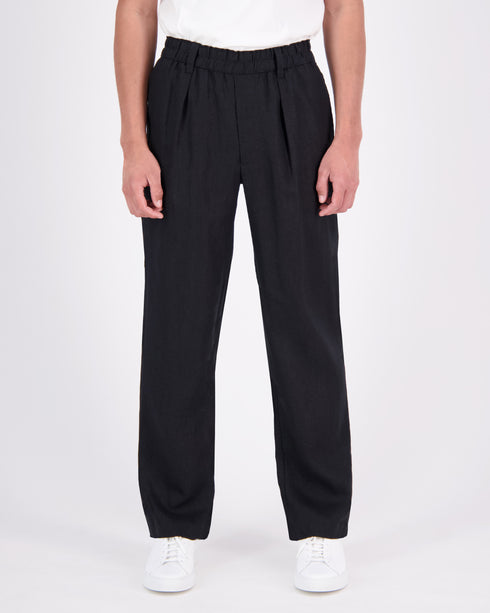 Pleated Elasticated Linen Trouser