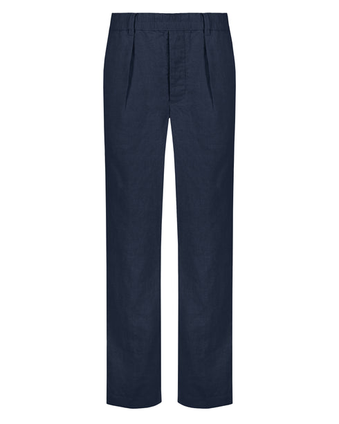 Pleated Elasticated Linen Trouser