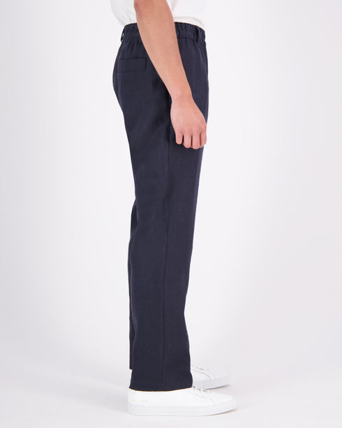 Pleated Elasticated Linen Trouser