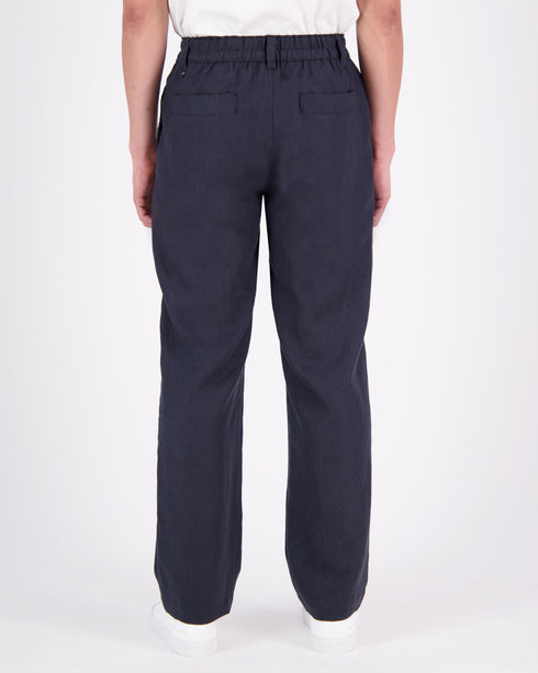 Pleated Elasticated Linen Trouser