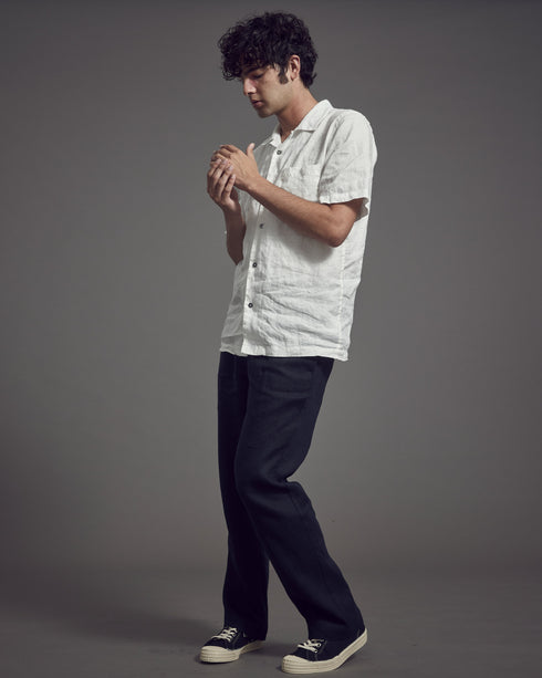 Pleated Elasticated Linen Trouser