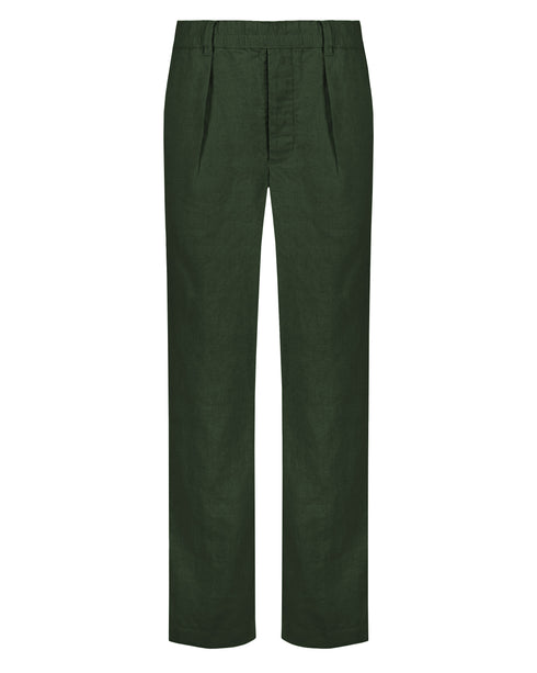 Pleated Elasticated Linen Trouser