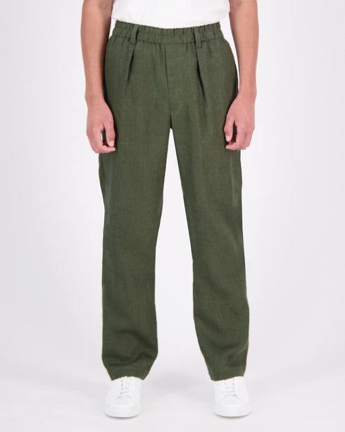 Pleated Elasticated Linen Trouser