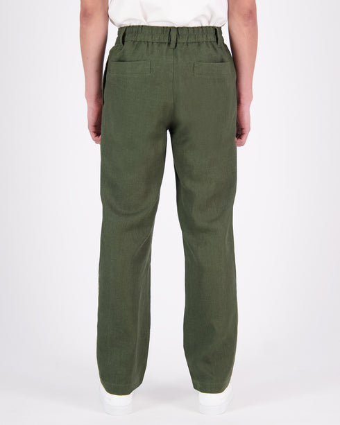 Pleated Elasticated Linen Trouser