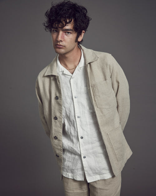 Linen Chore Jacket Workshop Denim Mens WORKSHOP