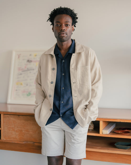 Linen chore jacket top