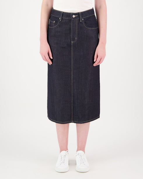 Mid Length Denim Skirt